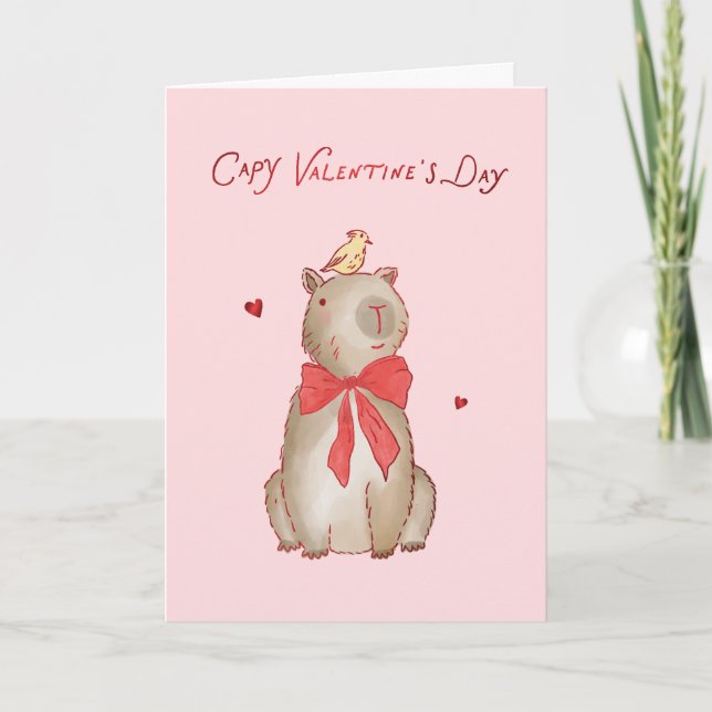 Capybara Valentines Day Cute Pair Valentines Card (Front)