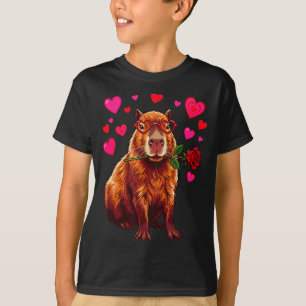 Capybara Valentines Day Heart Gles Rose Funny Love T-Shirt