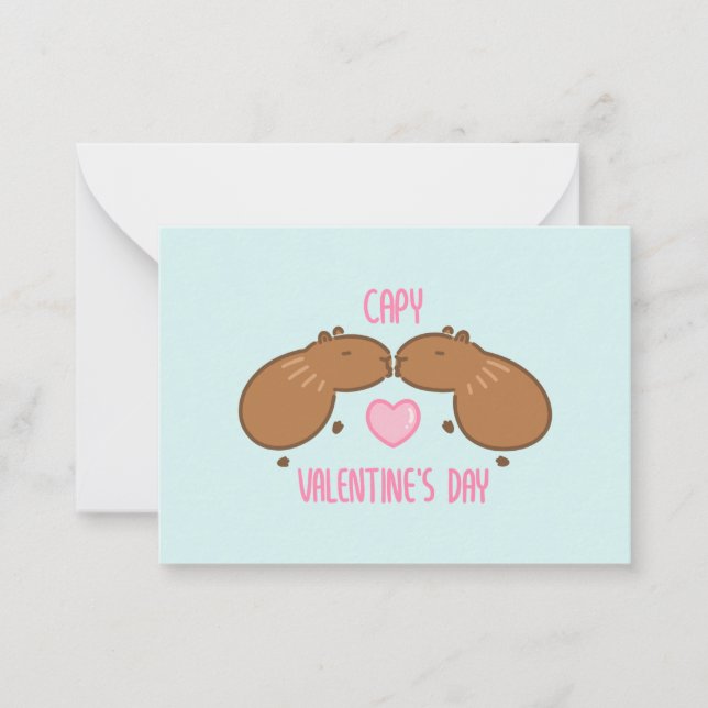 Capybara Valentine's Day  Note Card (Front)