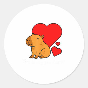 Capybara Valentines Day Pun Make Me Cappy Classic Round Sticker