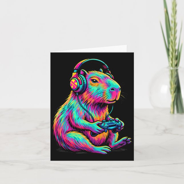 Capybara Video Games Gamer Funny Gaming Graphic Ki Card (Front)