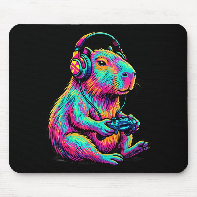 Capybara Video Games Gamer Funny Gaming Graphic Ki Mouse Pad (Front)