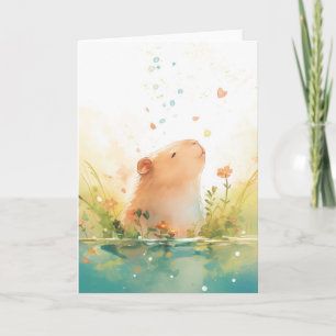 Capybara Water Garden Card