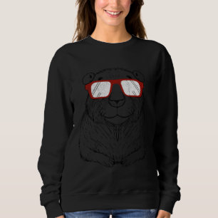 Capybara Wearing Red Glasses  Capibara Gnawer Sweatshirt