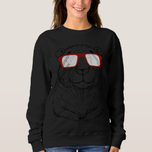 Capybara Wearing Red Glasses  Gnawer Capibara Sweatshirt