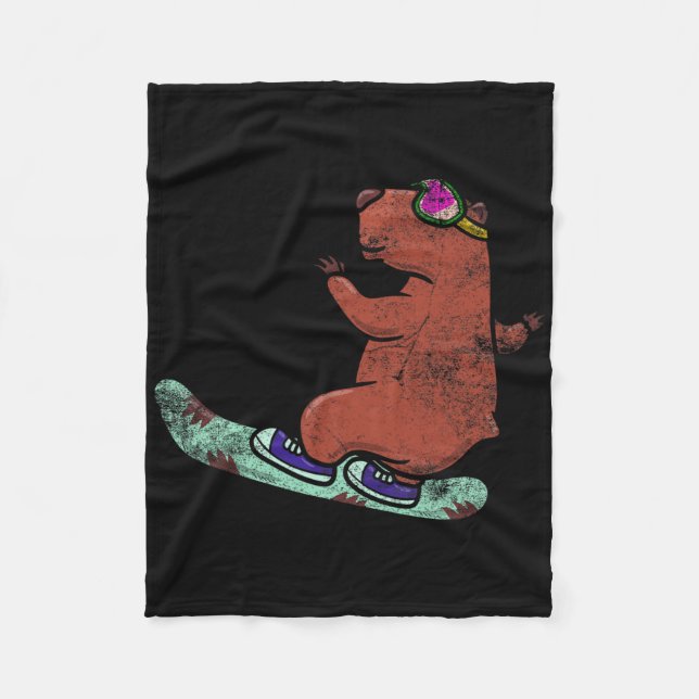 Capybara Whisperer Snowboarding Snow Winter Sport  Fleece Blanket (Front)