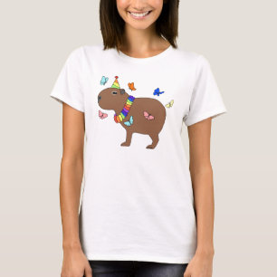 Capybara with butterflies chill friend cute animal T-Shirt