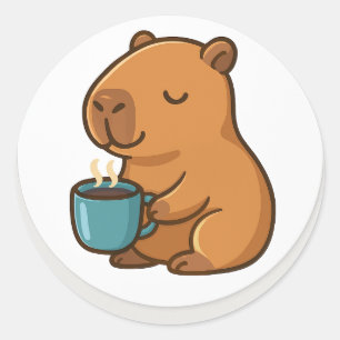Capybara With Coffee – Cute Animal Sticker