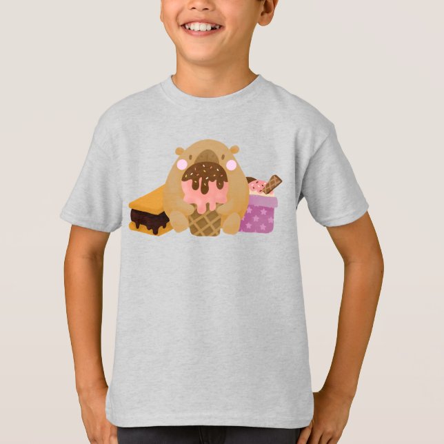 Capybara with Ice Cream T-Shirt (Front)