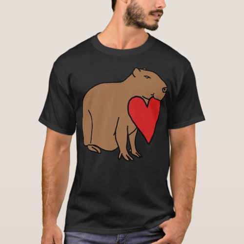 Capybara with Love Heart for Valentines Day T_Shirt