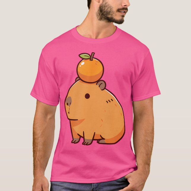 Capybara With Orange On The Head Capybara T-Shirt (Front)