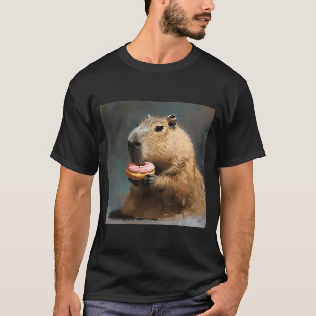 Capybara With Pink Donut  T-Shirt (Front)