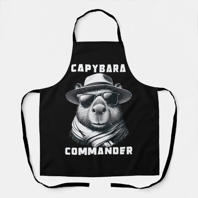 Capybara With Sunglasses Capy Commander Apron (Front)