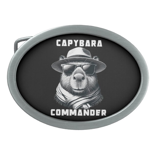 Capybara With Sunglasses Capy Commander Belt Buckle (Front)