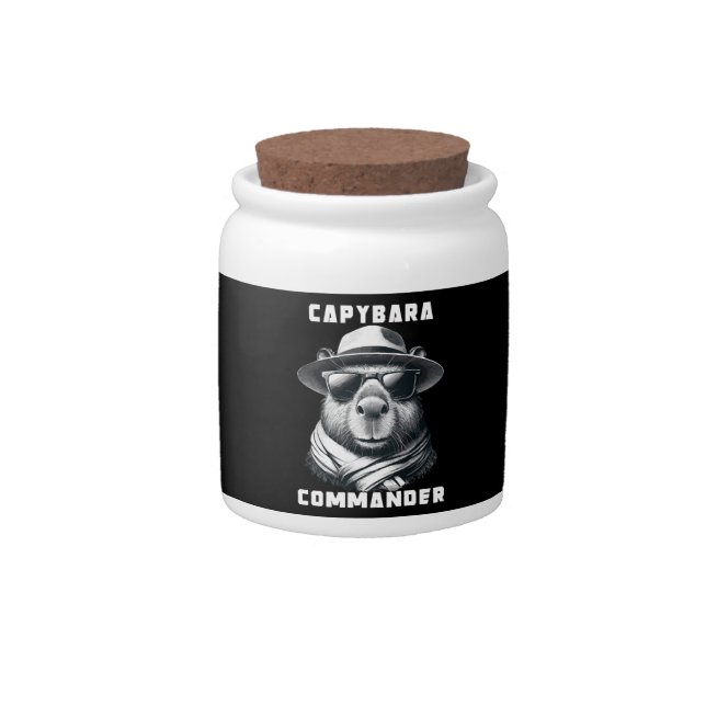 Capybara With Sunglasses Capy Commander Candy Jar (Front)