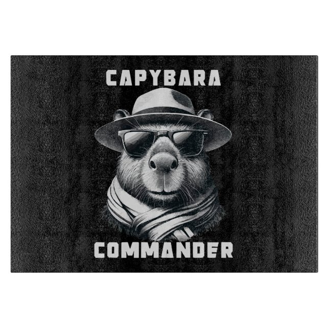 Capybara With Sunglasses Capy Commander Cutting Board (Front)