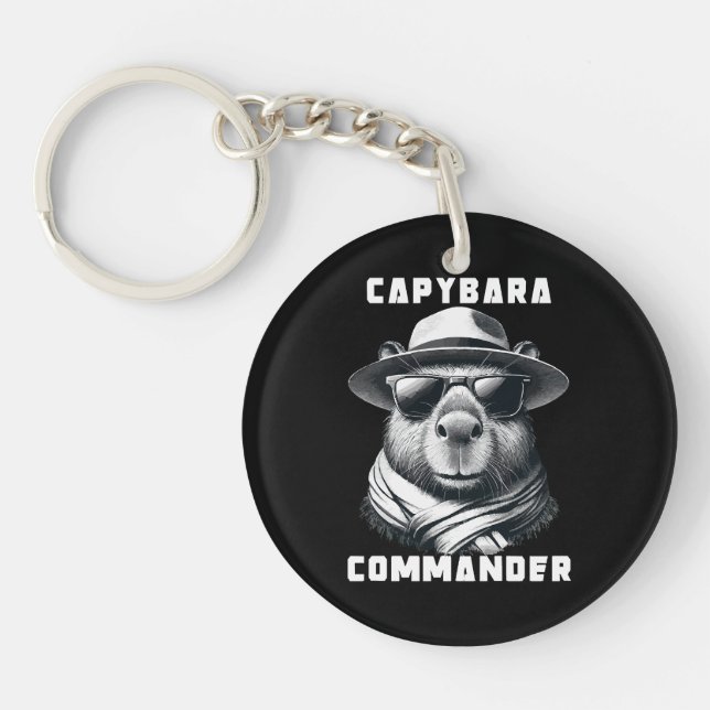 Capybara With Sunglasses Capy Commander Keychain (Front)