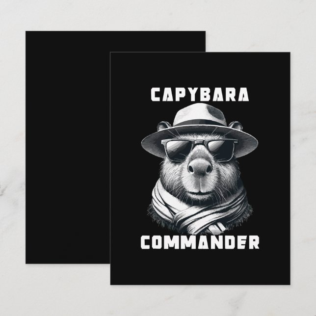 Capybara With Sunglasses Capy Commander Note Card (Front/Back)