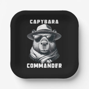Capybara With Sunglasses Capy Commander Paper Plates
