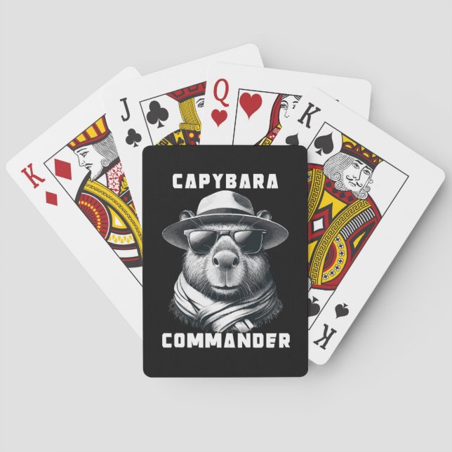 Capybara With Sunglasses Capy Commander Poker Cards (Back)