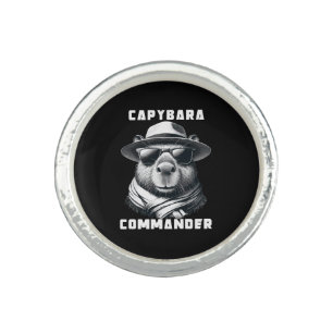 Capybara With Sunglasses Capy Commander Ring