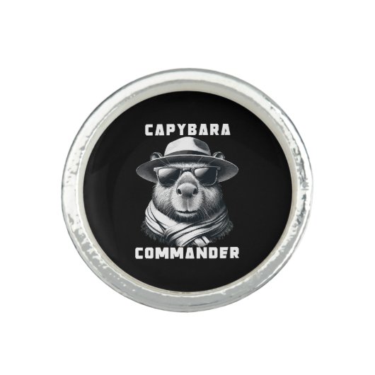 Capybara With Sunglasses Capy Commander Ring (Front)