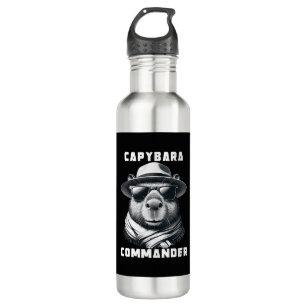 Capybara With Sunglasses Capy Commander Stainless Steel Water Bottle