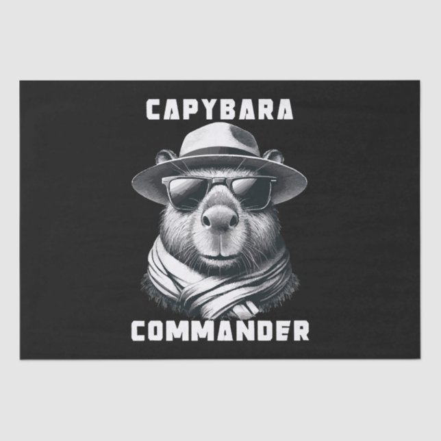 Capybara With Sunglasses Capy Commander Tissue Paper (Front)