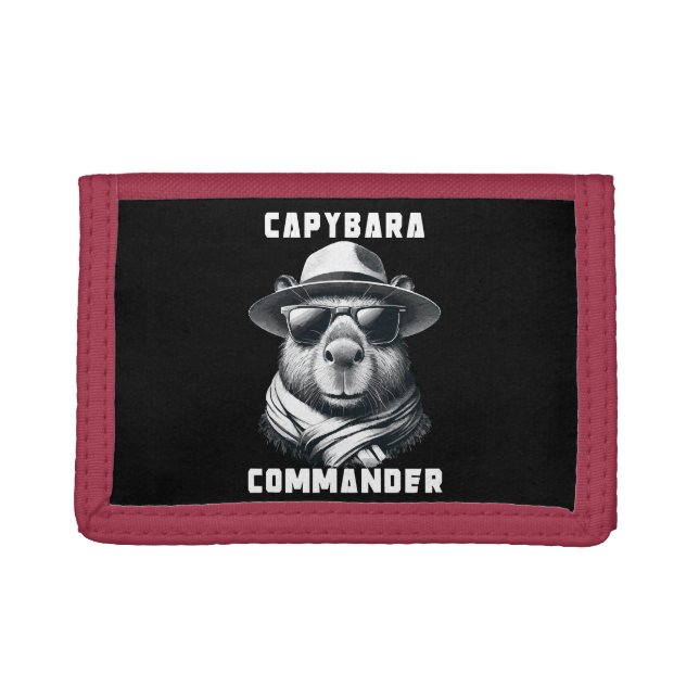 Capybara With Sunglasses Capy Commander Tri-fold Wallet (Front)