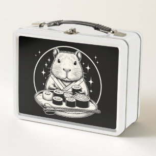 Capybara with Sushi Cute Kawaii  Metal Lunch Box
