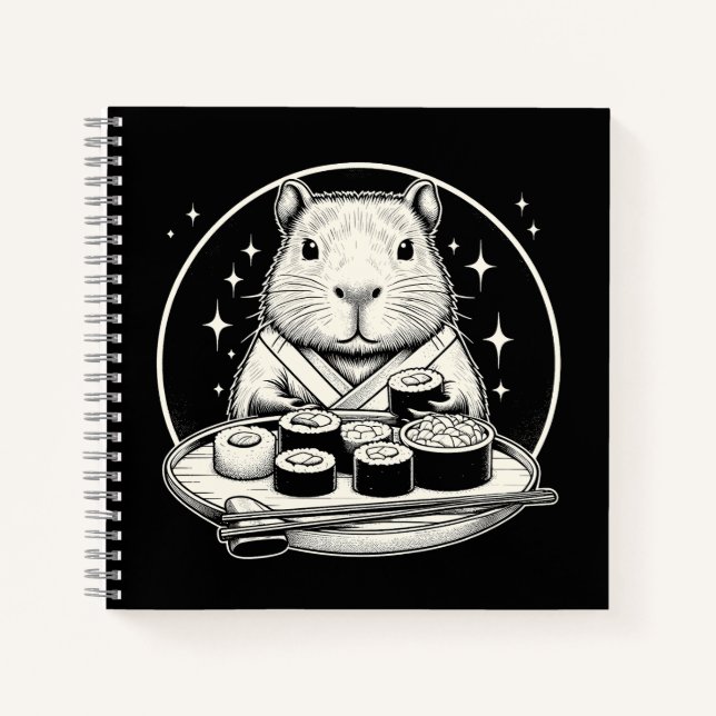 Capybara with Sushi Cute Kawaii  Notebook (Front)