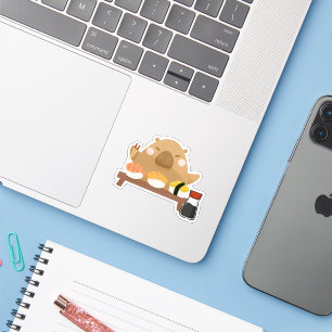 Capybara with Sushi Sticker