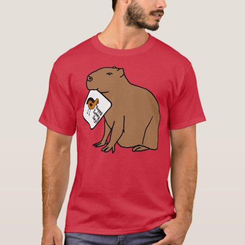 Capybara with Thanksgiving Turkey Greetings T_Shirt