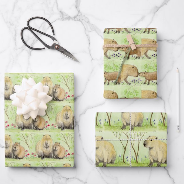 Capybara Wrapping Paper Sheets (Front)