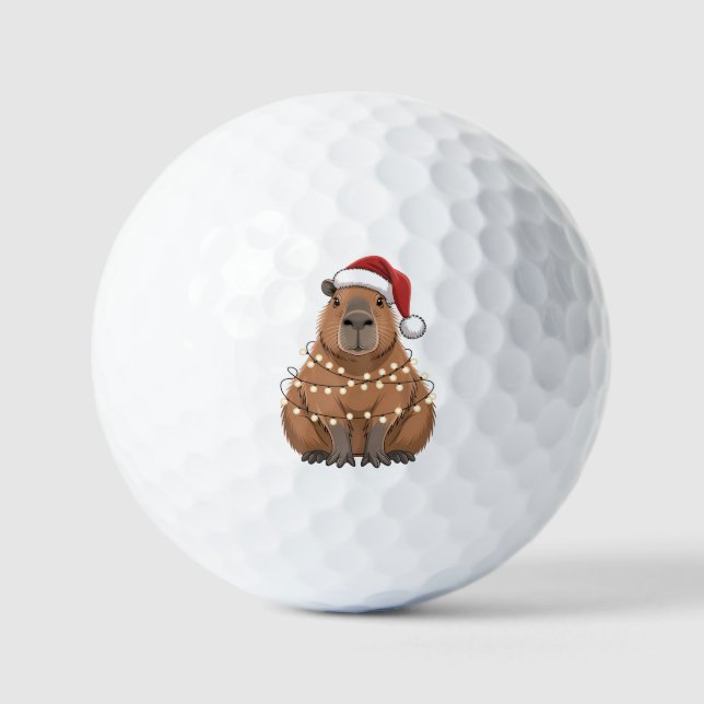 Capybara Xmas Matching Funny Santa Golf Balls (Front)
