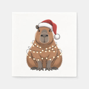 Capybara Xmas Matching Funny Santa Napkins