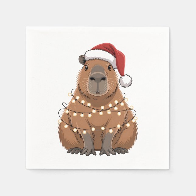 Capybara Xmas Matching Funny Santa Napkins (Front)
