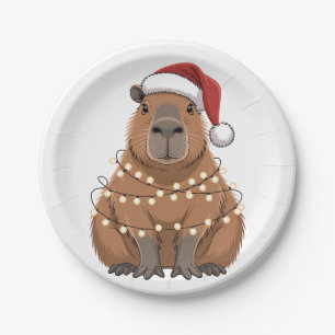 Capybara Xmas Matching Funny Santa Paper Plates