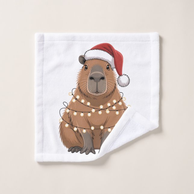 Capybara Xmas Matching Funny Santa Wash Cloth (Wash Cloth)