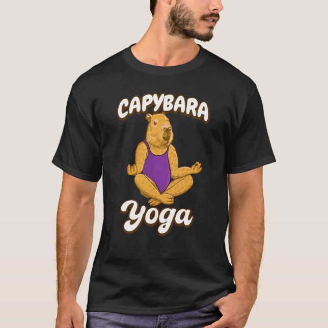 Capybara Yoga pose in Gymnastic leotard Meditation T-Shirt (Front)