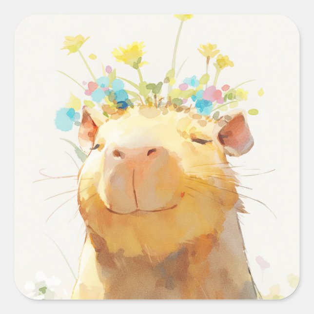 Capybara Zen Moment Square Sticker (Front)