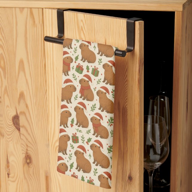 Capybaras at Christmas Kitchen Towel (Thirds Fold)