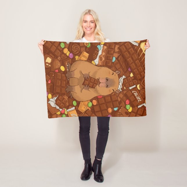  Capybara's Chocolate Dream Fleece Blanket (In Situ)