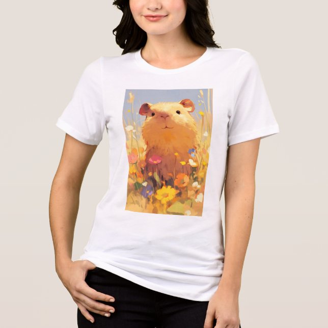 Capybara's Grassy Retreat Tri-Blend Shirt (Front)