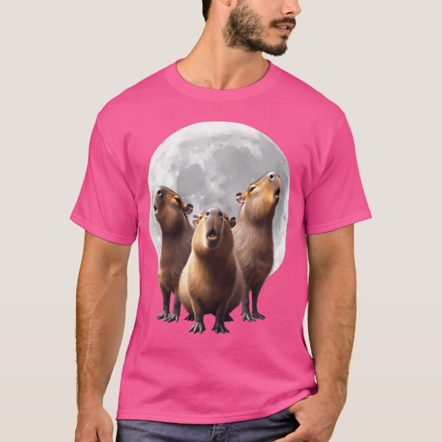 Capybaras Howling At The Moon Funny Capybara T-Shirt (Front)