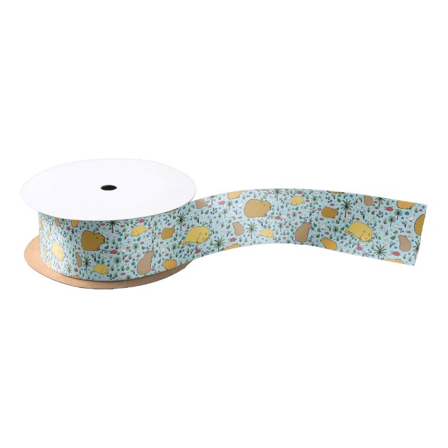 Capybaras in Blue Satin Ribbon (Spool)