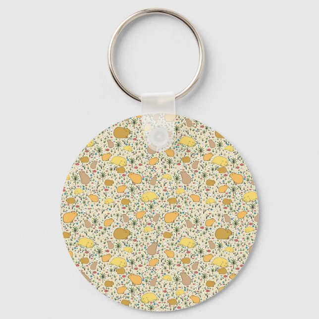 Capybaras in Yellow Keychain (Front)