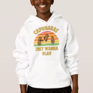 capybaras just wanna play slogan hoodie