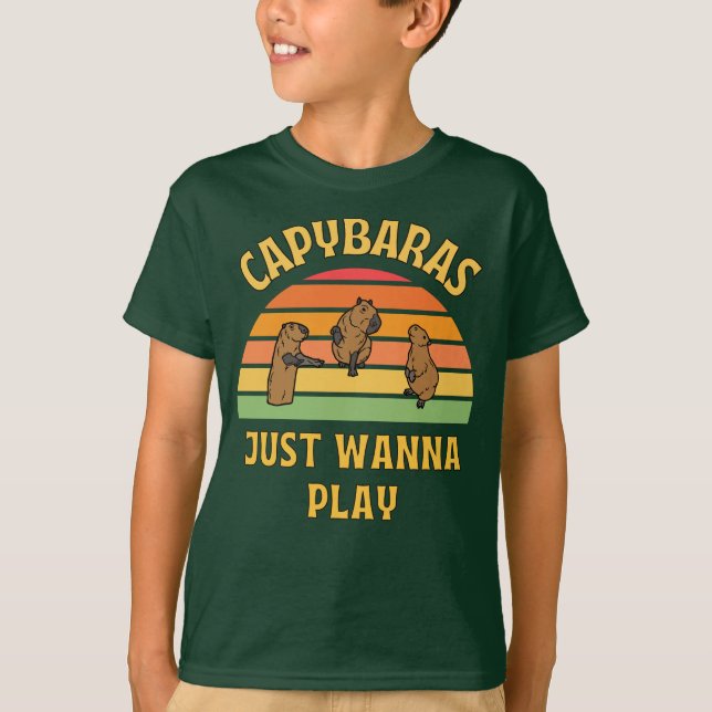 capybaras just wanna play slogan T-Shirt (Front)