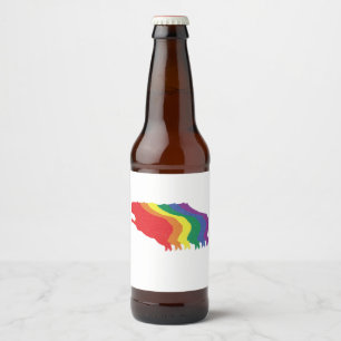 Capybaras LGBTQ Rainbow Water Pig Transgender   Beer Bottle Label